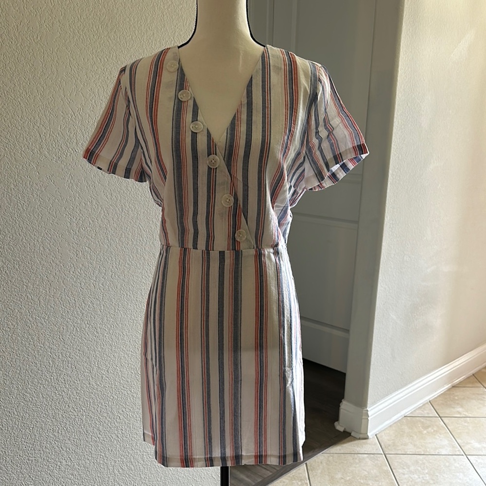 English Factory Pink Blue White Knee-Length Dress